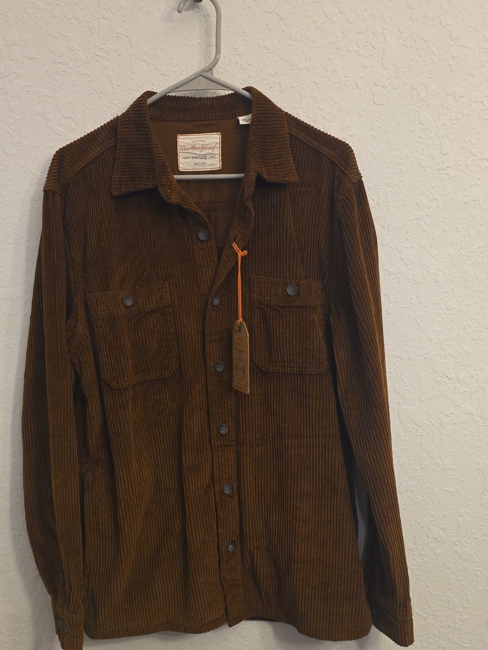 Weatherproof Men's Corduroy Button-Down Shirt in Brown